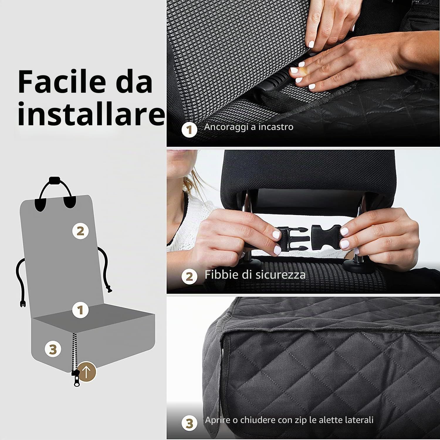 OKYUK Seggiolino auto per cani 2 in 1, impermeabile, antigraffio e antiscivolo, nero