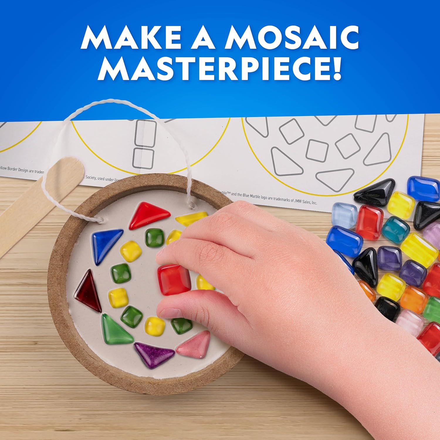 National Geographic Mosaic Arts and Crafts Kit for Kids - Mosaic Kit for Creating 3 Glass Tile Mosaic Art Projects, Includes Glass Tiles, Templates, Plaster & More, Art Supplies, Mosaic Kits for Kids - Image 2