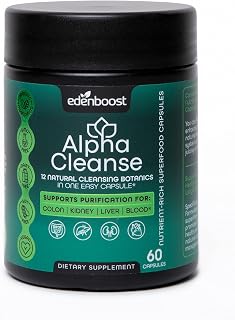 EdenBoost AlphaCleanse | Liver Health and Detox Blend Made with 12 Organic Superfoods. Milk Thistle, Dandelion Root, Burdock Root. Formulated for Detox Support, Liver, Digestive Health.