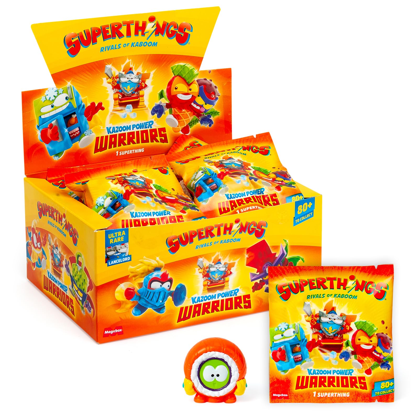 SUPERTHINGS KAZOOM Power Warriors – One Pack. 25 Sobres con Figuras coleccionables. Figuras Regulares, Efecto Metalizado, Plateadas, Doradas y el UR. Cada sobre Contiene 1 Superthings Sorpresa