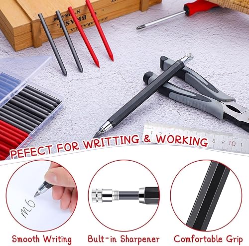 Miniatura 3 de 36 piezas de repuesto de lápiz mecánico de 0.220 in y lápiz mecánico de 0.220 in, repuesto negro y rojo para dibujo de arte de bocetos