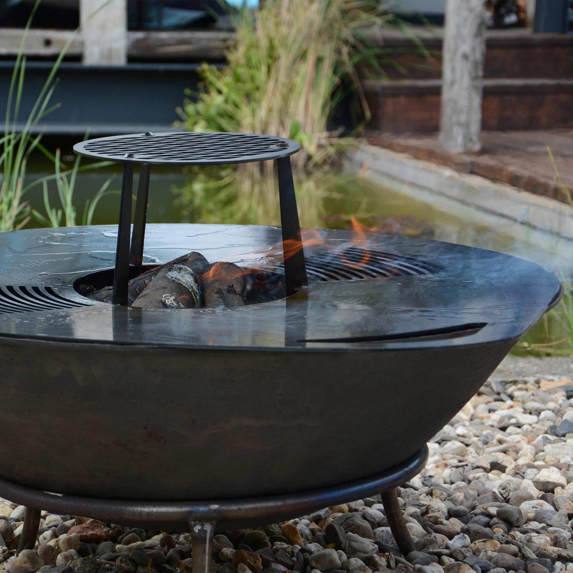 UNUS Plaque de grillage ronde, plaque de Barbecue en acier, plancha à grillades, plat de cuisson diamètre 80cm