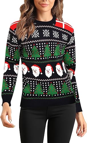 Miniatura 3 de LecGee Suéteres de Navidad a juego para parejas, diseño de copos de nieve, renos feos para hombres y mujeres