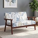 HOMCOM 48" Loveseat Sofa for Bedroom, Modern Love Seats Furniture, Upholstered 2 Seater Couch with Rubber Wood Legs for Living Room, Cream White