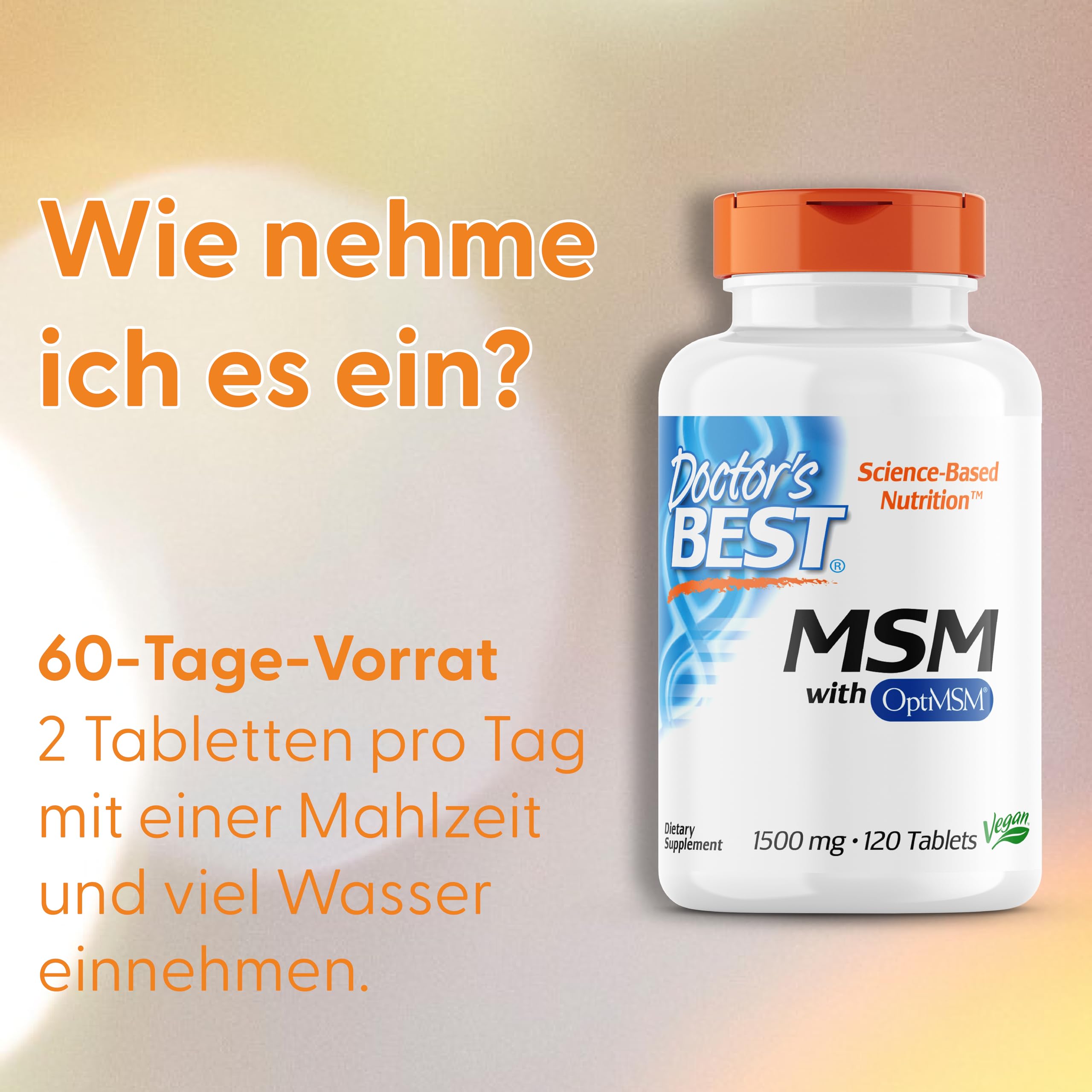 Doctor's Best, MSM mit OptiMSM, 120 Tabletten, 3000mg MSM je Dosis, Glutenfrei, GMO frei, Geschmacksneutral
