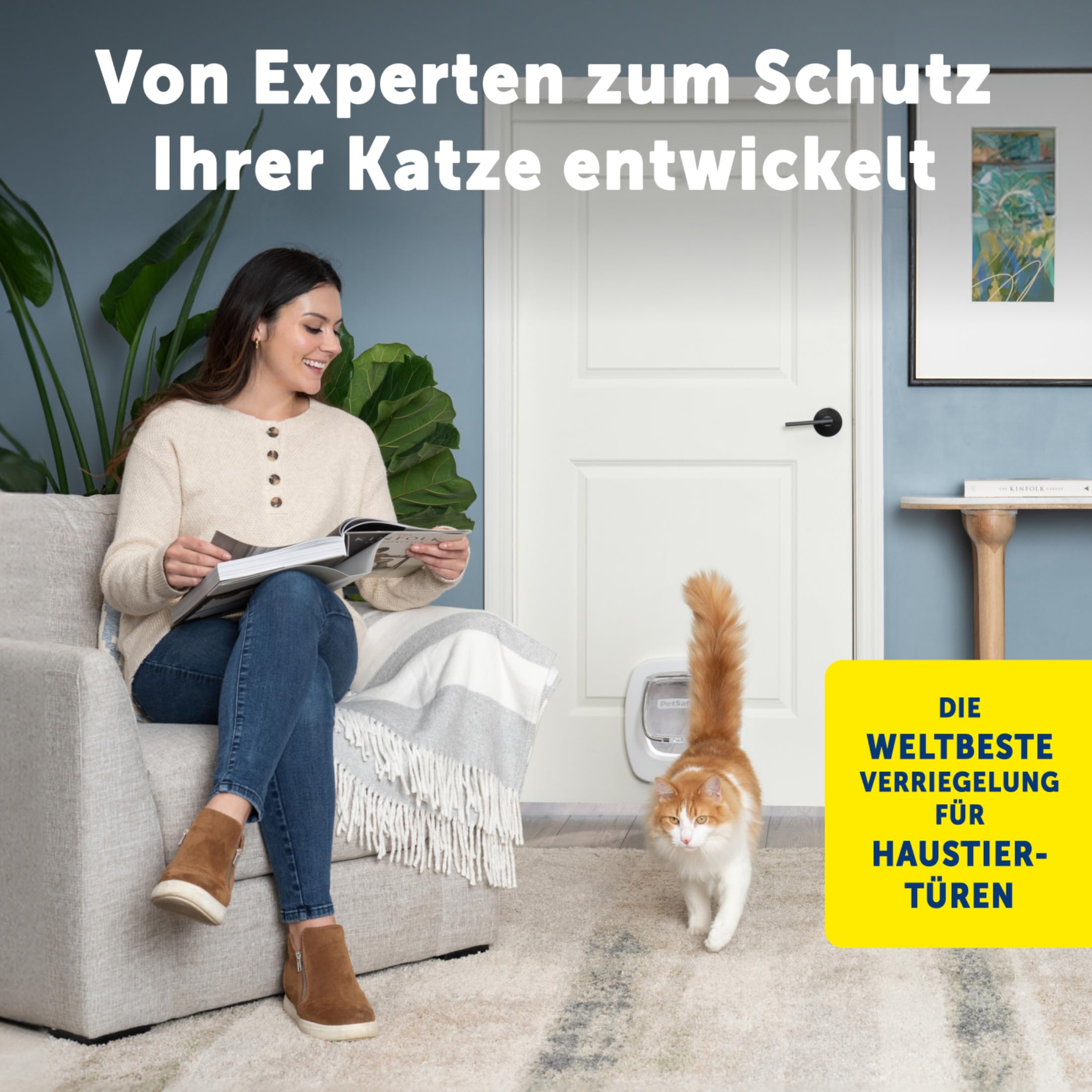 PetSafe Große Katzenklappe - Für Türen im Innen- & Außenbereich - 4 Verschlussoptionen & Sanft Schließende Klappe - Für Katzen & Kleine Hunde