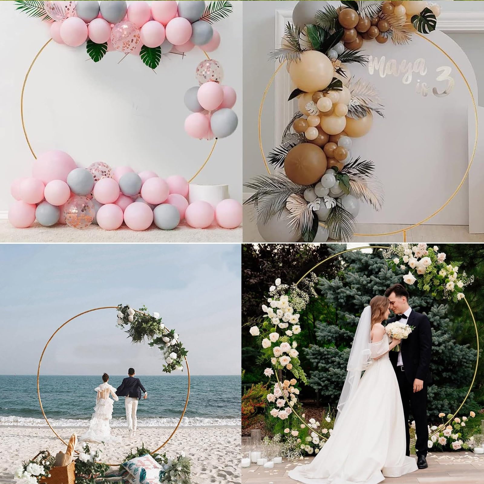 HJXGQJM Weselny łuk balonowy stojak metalowy łuk stojak na ceremonię, rocznicę, na ceremonię ślubną, łuk ślubny, przyjęcie urodzinowe, baby shower, dekoracje do fotobudki (biały, 250 cm)