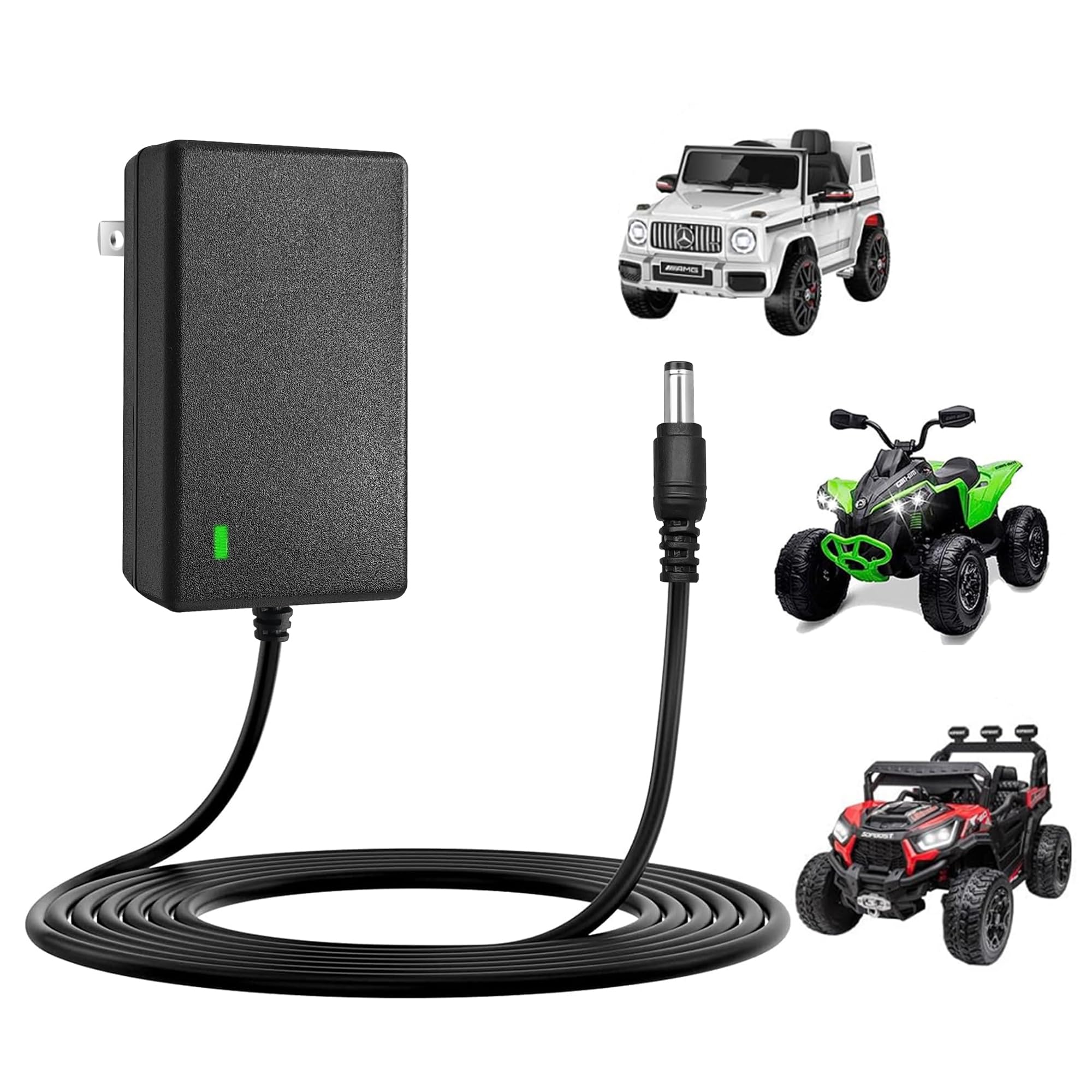 24V Battery Charger for Ride On Toys – Compatible with Power Wheels, Kids Ride On Cars, Electric ATVs, Lamborghini, Jeep, Mario Kart, 24V Battery for Ride On Toys – DC Charger for 24 Volt Vehicles