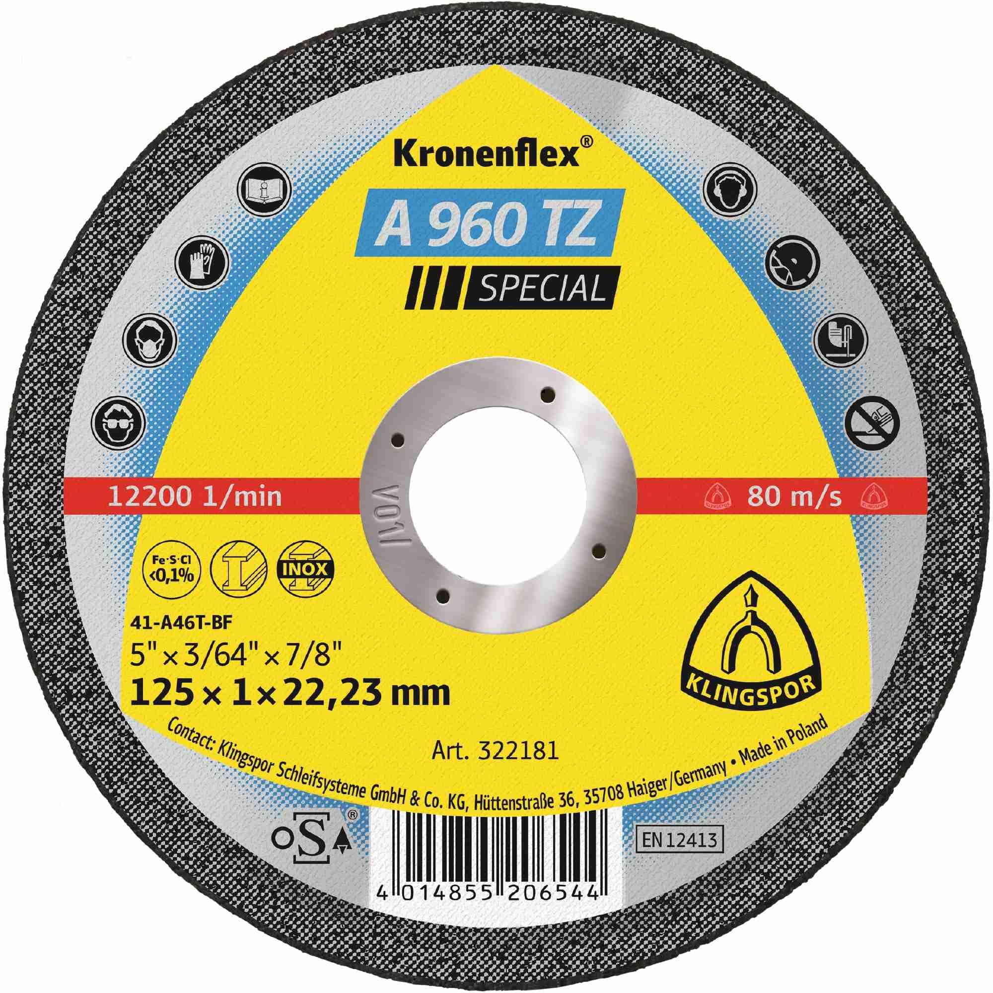 A 960 TZ - Discos de Corte Rectos, Discos Amoladora (25 unidades, 125 x 1 x 22,23 mm)