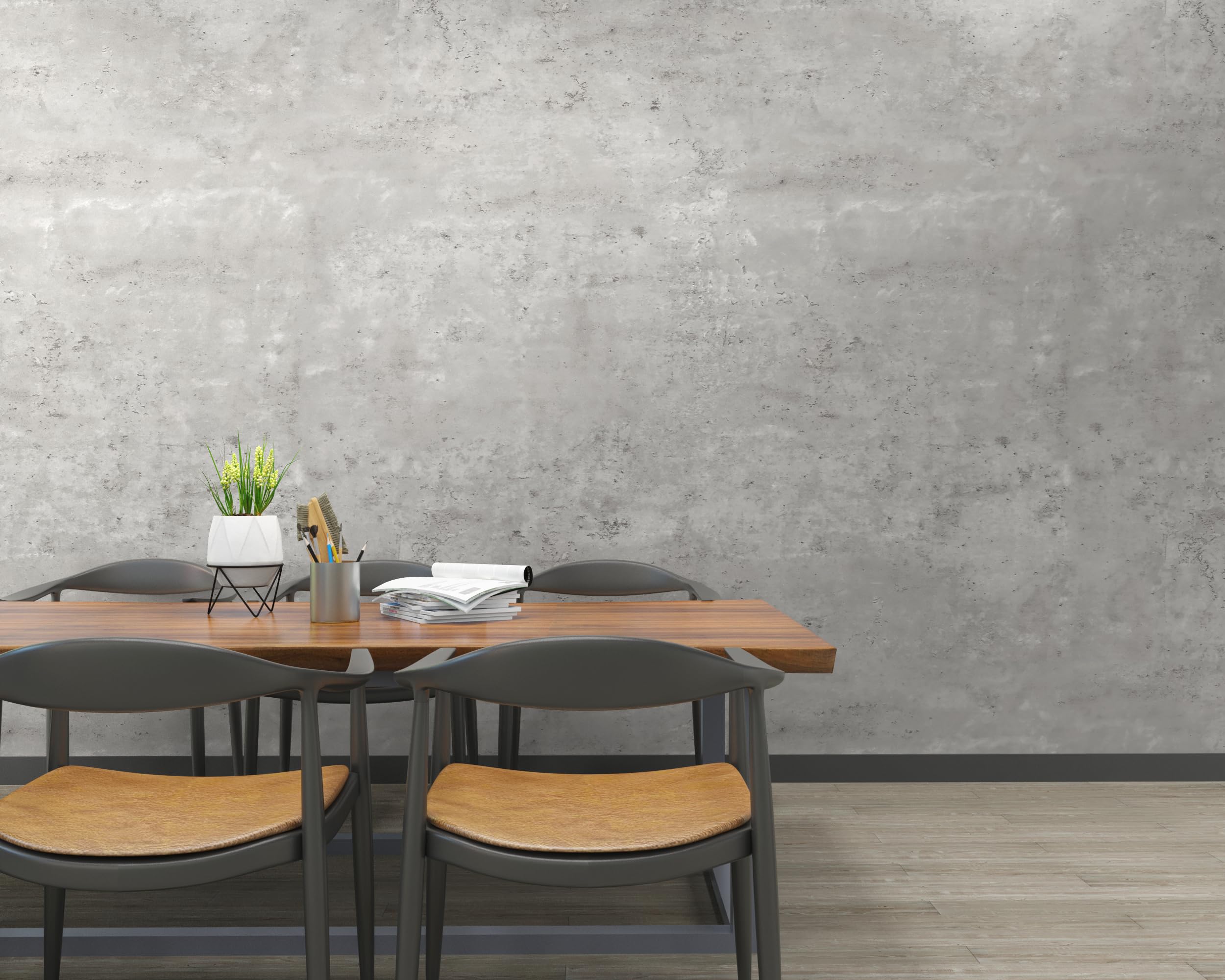 TOTIO 122 cm x 9 m, extraancho, gris claro, autoadhesivo, aspecto de hormigón, lámina adhesiva de vinilo para pared, resistente al agua, para muebles, estilo industrial, mate, grueso, extraíble, gris