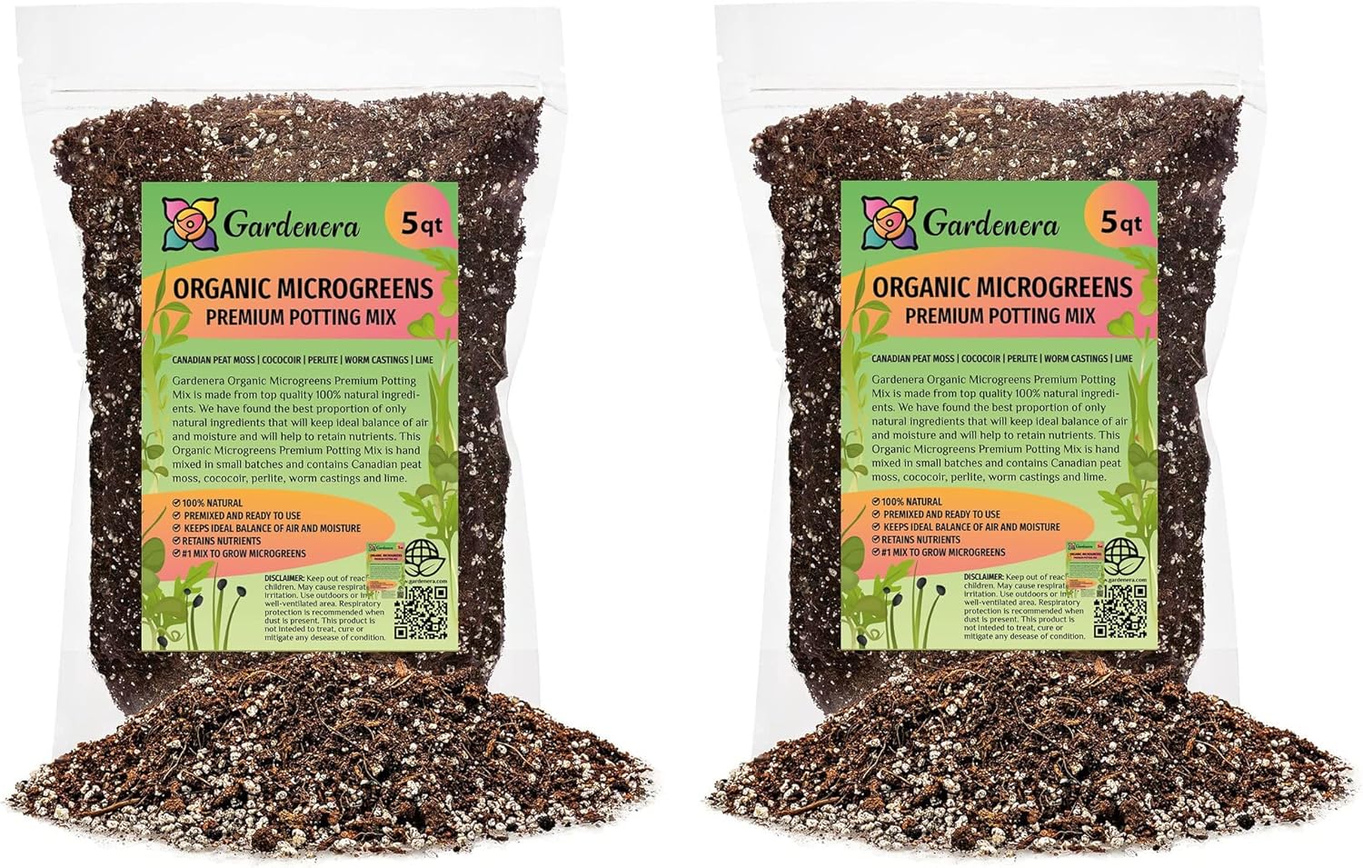 Gardenera Organic Microgreens Premium Potting Mix: A Finely Crafted Blend of Canadian Peat Moss, Cococoir, Perlite, Worm Castings, and Lime for Optimal Microgreen Growth and Nourishment - 3 Quart
