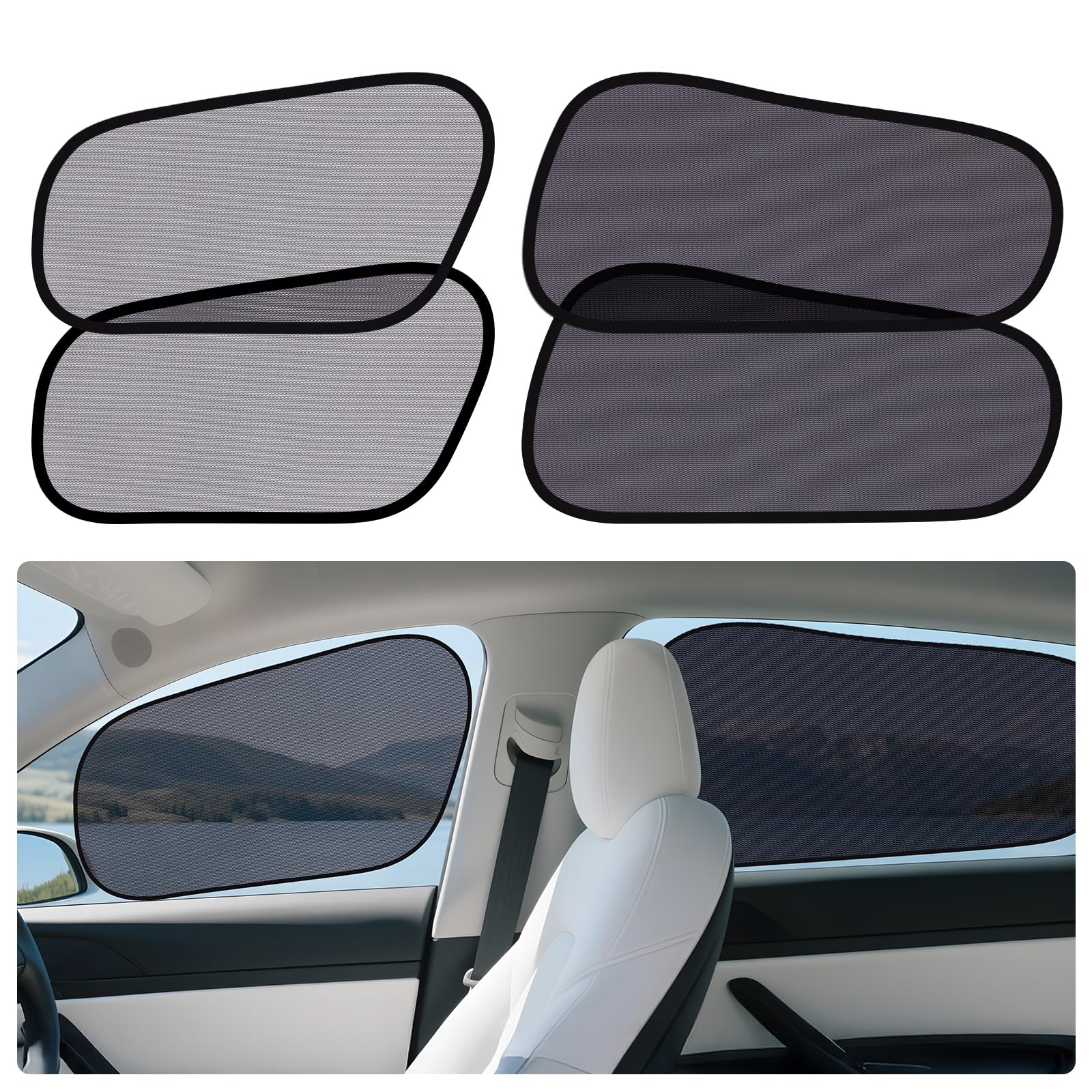 Pare-soleil Tesla Model Y Pour Enfants – Lot De 2, Protection UV, Adhésif électrostatique, Sans Résidu