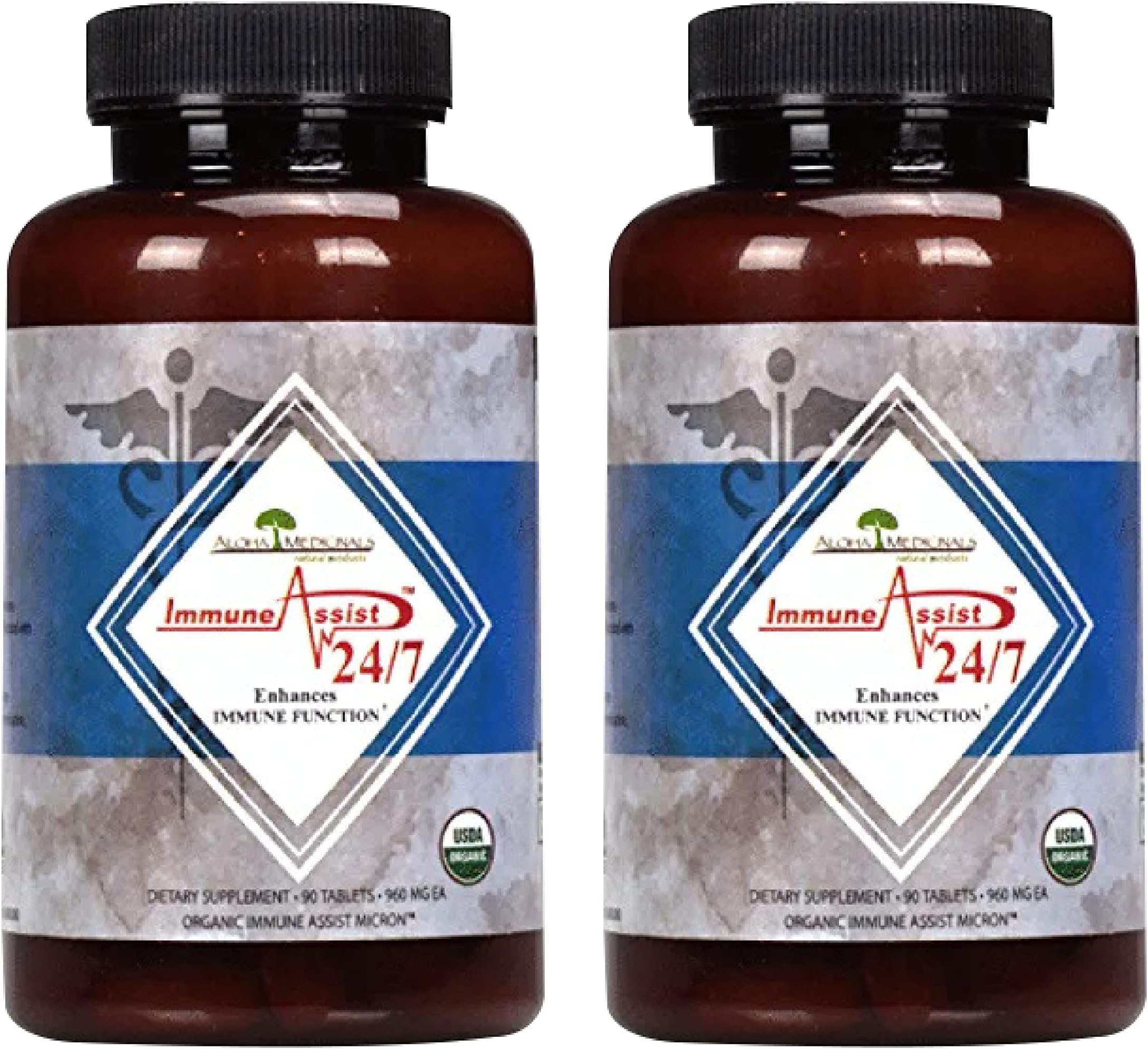 โ Immune Assist 24/7, Organic Mushroom Supplement, Immune Support Supplement, 90 Tablets Each, Pack of 2