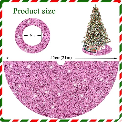 Miniatura 115 de Falda negra para árbol de Navidad de 46 pulgadas, falda de árbol de lentejuelas de terciopelo para árboles grandes, falda de árbol de Navidad