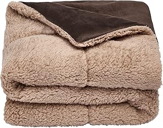 Brentfords Dog Blanket Large Sherpa Soft Fluffy Warm Pet Dog Blankets Washable Animal Cat Kitten Kennel Mat Warm Throw Over Plush Fleece, Chocolate Brown - 75 x 110cm