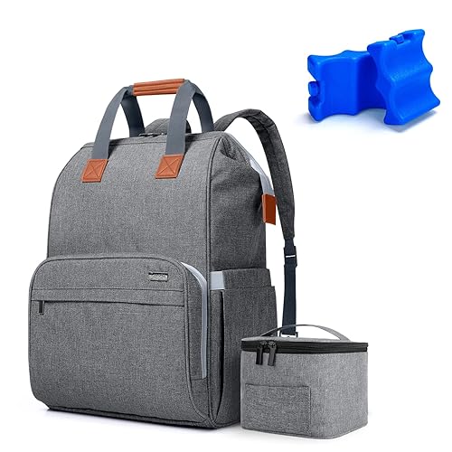 Luxja Mochila para extractor de leche materna con bolsa enfriadora de leche materna y 2 bolsas de hielo reutilizables para almacenamiento de leche
