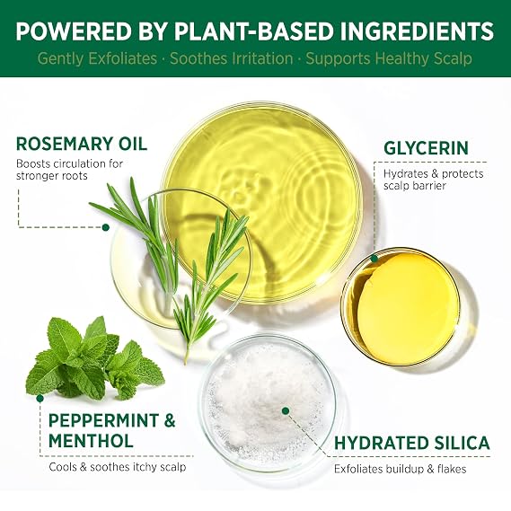 Roycederm Tea Tree Scalp Scrub Pre-Shampoo Exfoliating Treatment for Dry, Flaky Scalp Deep Cleansing, Refreshing & Balancing Formula (Rosemary Mint Scalp Scrub)