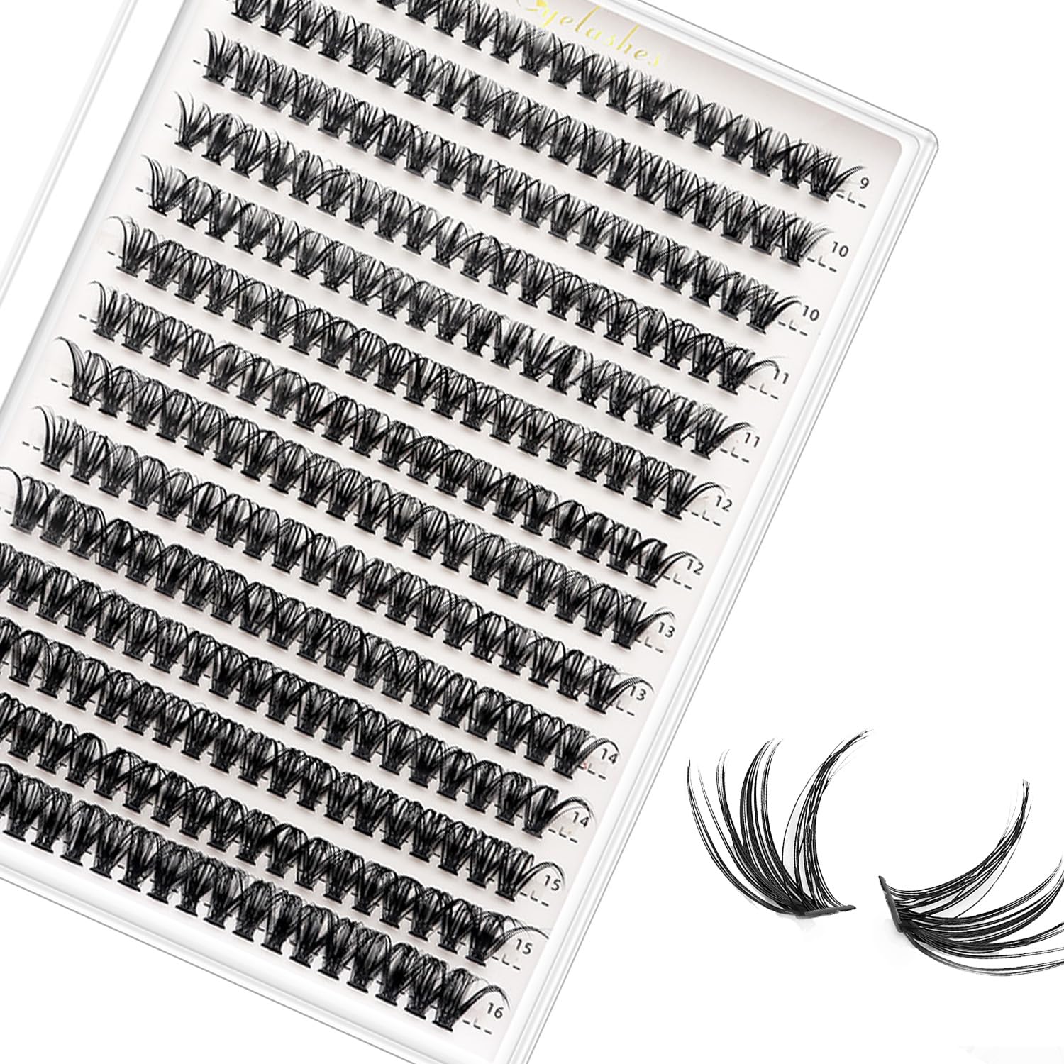 False Eyelashes Clusters 280pcs DIY Eyelash Extension D Curl Long Individual Lashes Mixed Faux Mink Lash Clusters Extensions(40D-0.07D 9-16mm)