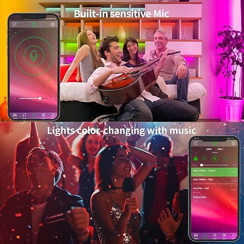 Miniatura 5 de 100ft Led Strip Lights Smart Light Strips with App Control Remote, 5050 RGB Led Lights for Bedroom, Music Sync Color Changing Lights for Room Party