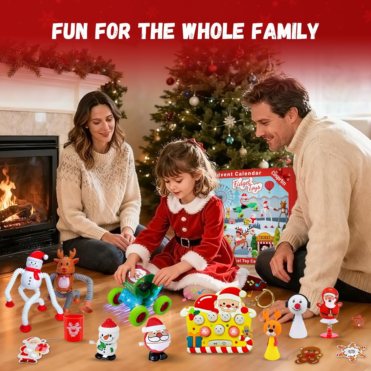Fidget Advent Calendar 2025 for Kids - Magical Carnival Christmas Countdown with Transforming Light-Up Car & Electronic Whack-a-Mole, 24 High-Playability Surprise Toys for Boys & Girls