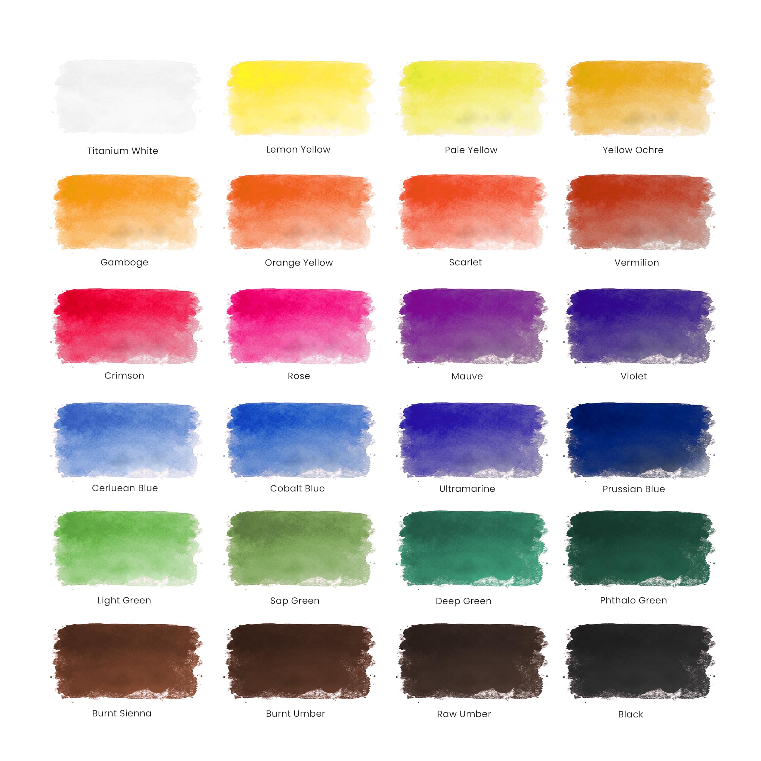 Zestaw farb akwarelowych - farby jakości artysty - 24 x 12 ml żywe kolory - bogate pigmenty - profesjonalne materiały marki MyArtscape