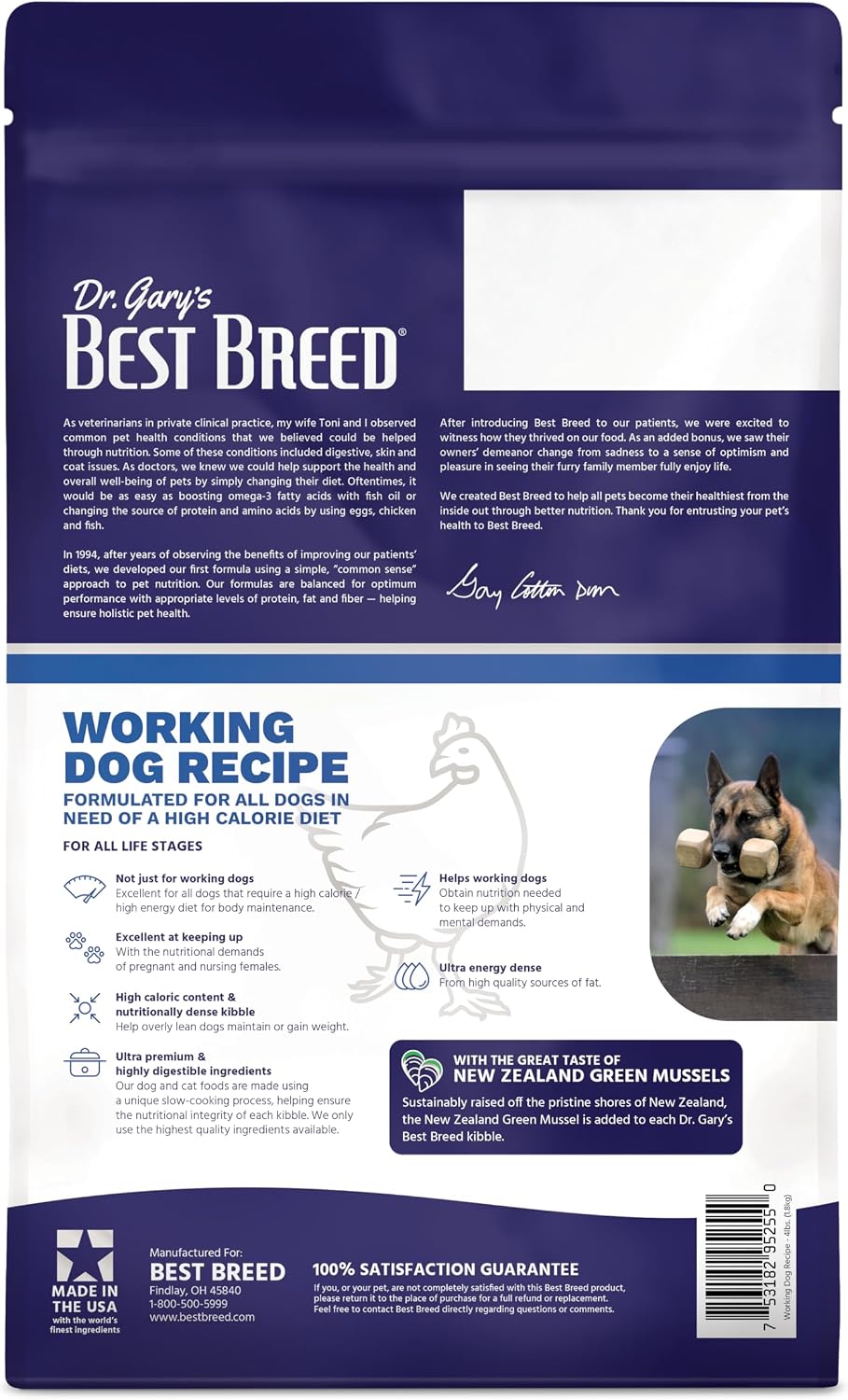 Best Breed Working Dog Diet [Natural High Calorie Dry Dog Food] - 4lbs