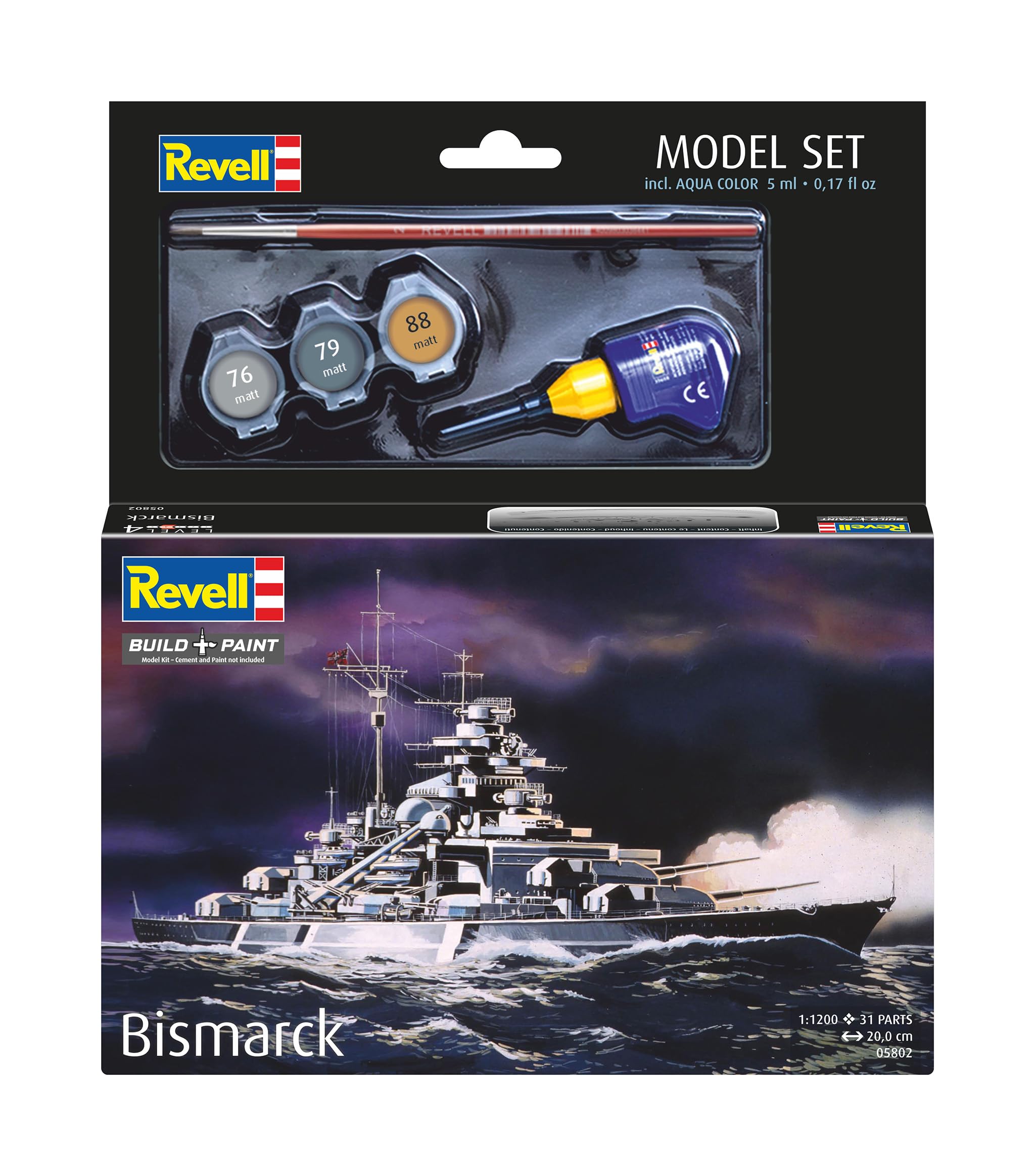 Revell - Maqueta Modelo Set Bismarck, Escala 1:1200 (65802)