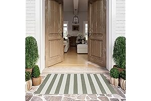 LEEVAN Dark Green Outdoor Rug - Entrance Rug That Enhances Elegance