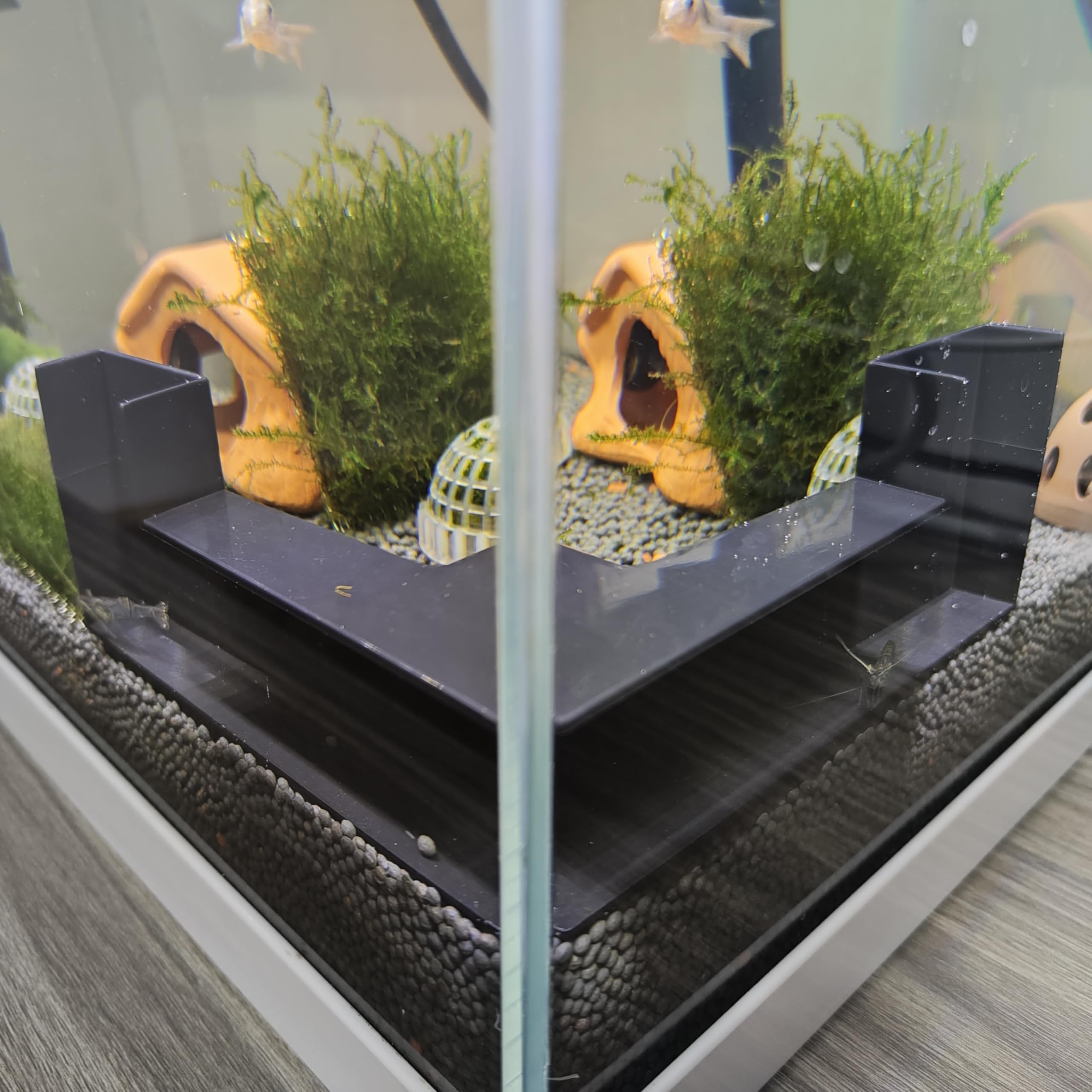 elndix Shrimp Cave Aquarium Tunnel, Corner Aquarium Cave, Shrimp Hides for Aquarium, Corner Fish Tank Decorations, Shrimp Tank Accessories, Fish Hideout for Aquarium Decor (Black-Tunnel)