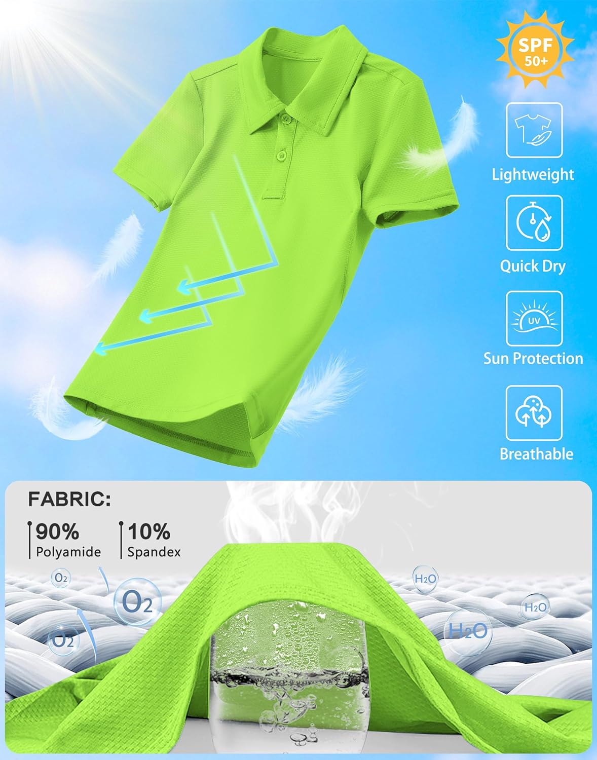 Boys' Performance Polo Shirt Neon Green - Image 4