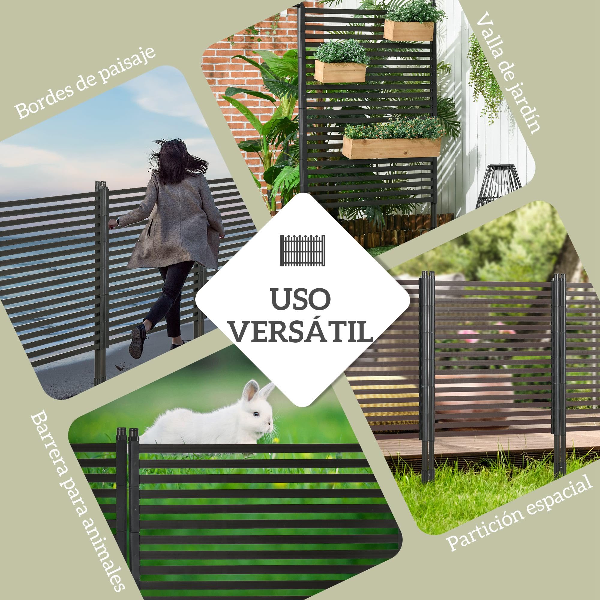 Outsunny Valla de Jardín Exterior 150x93 cm Acero PE para Plantas Marrón | 2 Modos de Instalación, para Plantas Trepadoras, Flores, Animales