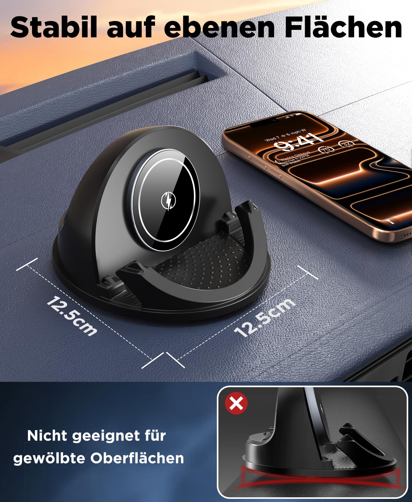 Beeasy 15W Handyhalterung Auto mit Ladefunktion, [2026 Kühlung Lüfter] Qi Induktive Ladestation Auto Handy Halterung Armaturenbrett, Wireless Charger Kfz für iPhone Samsung Smartphone