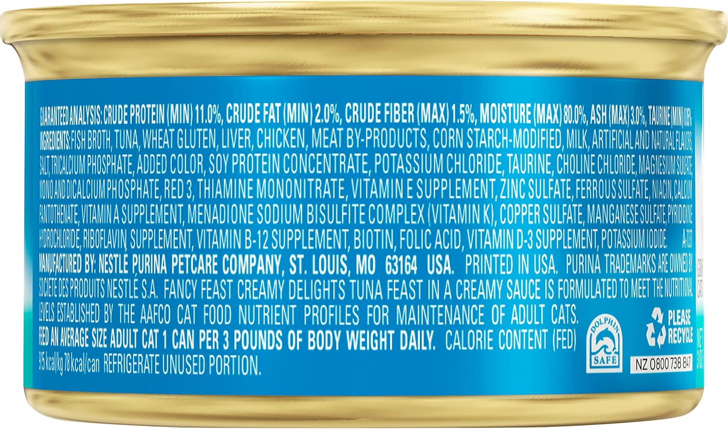 Fancy Feast Purina Creamy Delight Tuna Feast with a Touch of Real Milk in a Creamy Sauce 3 Ounce Cans (Pack of 12)