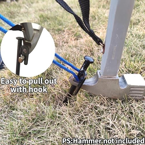 Miniatura 6 de DANCHEL OUTDOOR Estaca extra larga para tienda de campaña de 16 pulgadas, resistente para campamento, acero forjado, inflexible, para arena, playa,