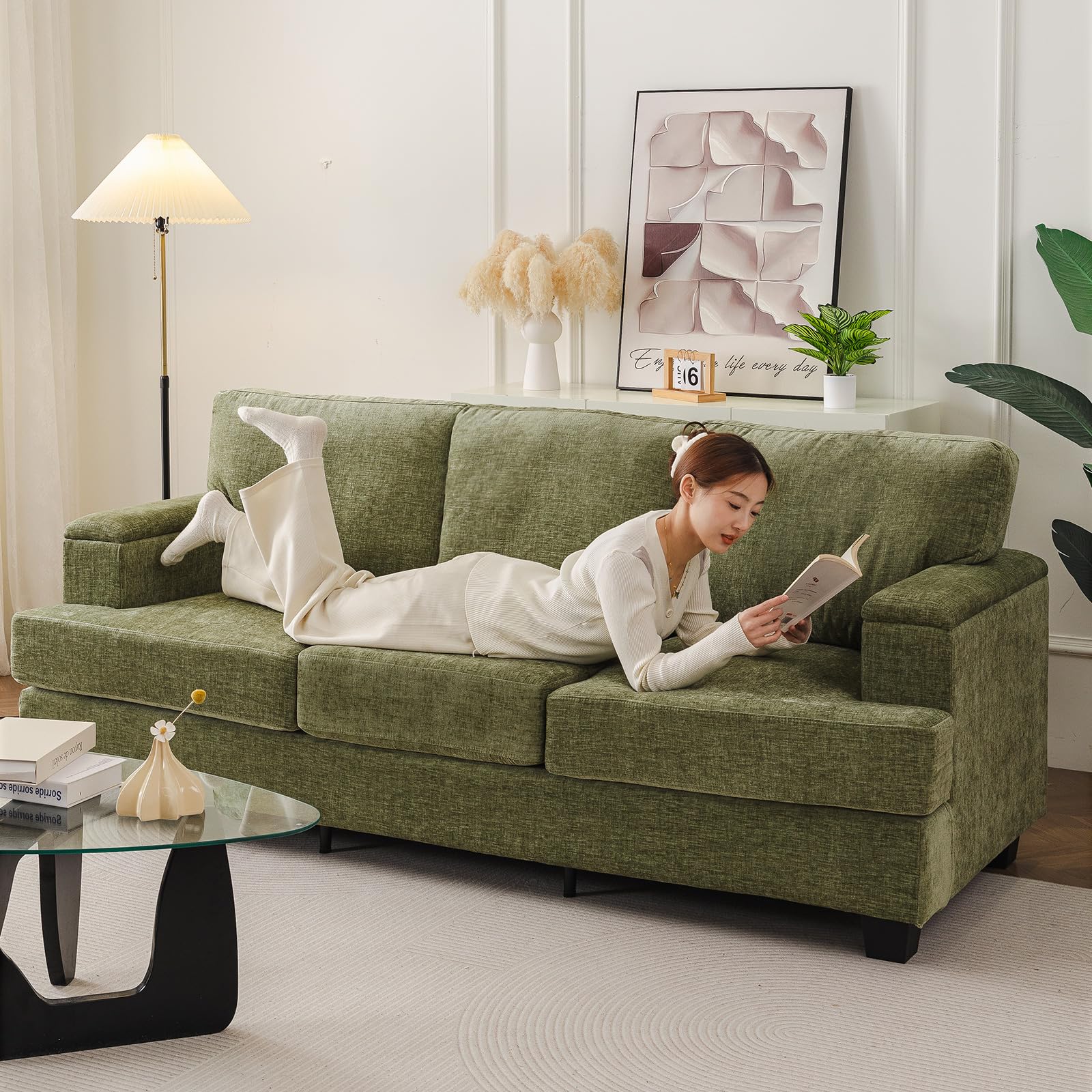 Amazon.com: 85'' L Shaped Couch with Armrest Organizer,Comfy 3