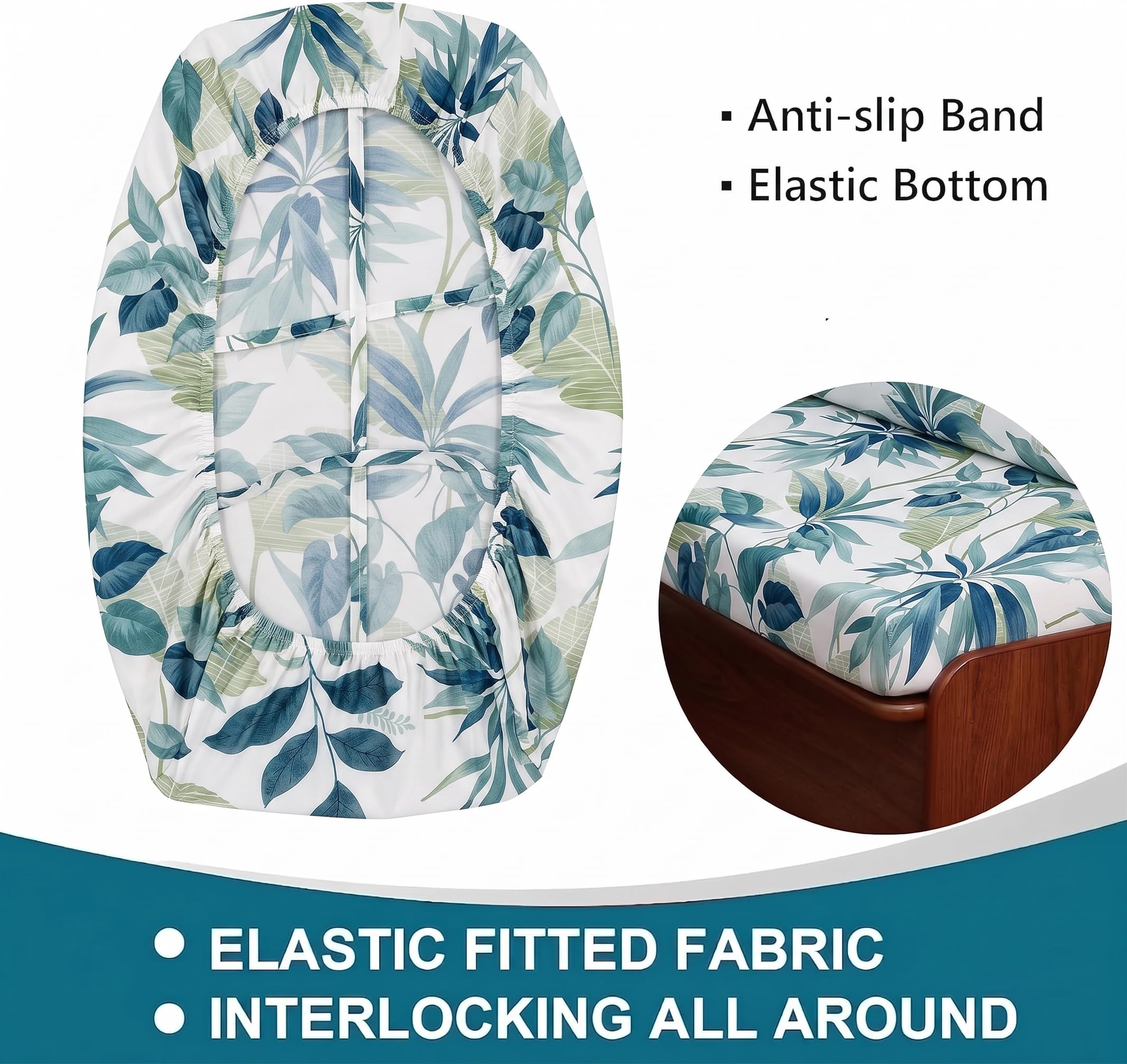 LiveGo Housse de coussin de rechange extensible pour canapé de véhicule récréatif, housse de coussin de rechange pour banc de camping-car, housses de dossier et housses de banc (feuilles F)