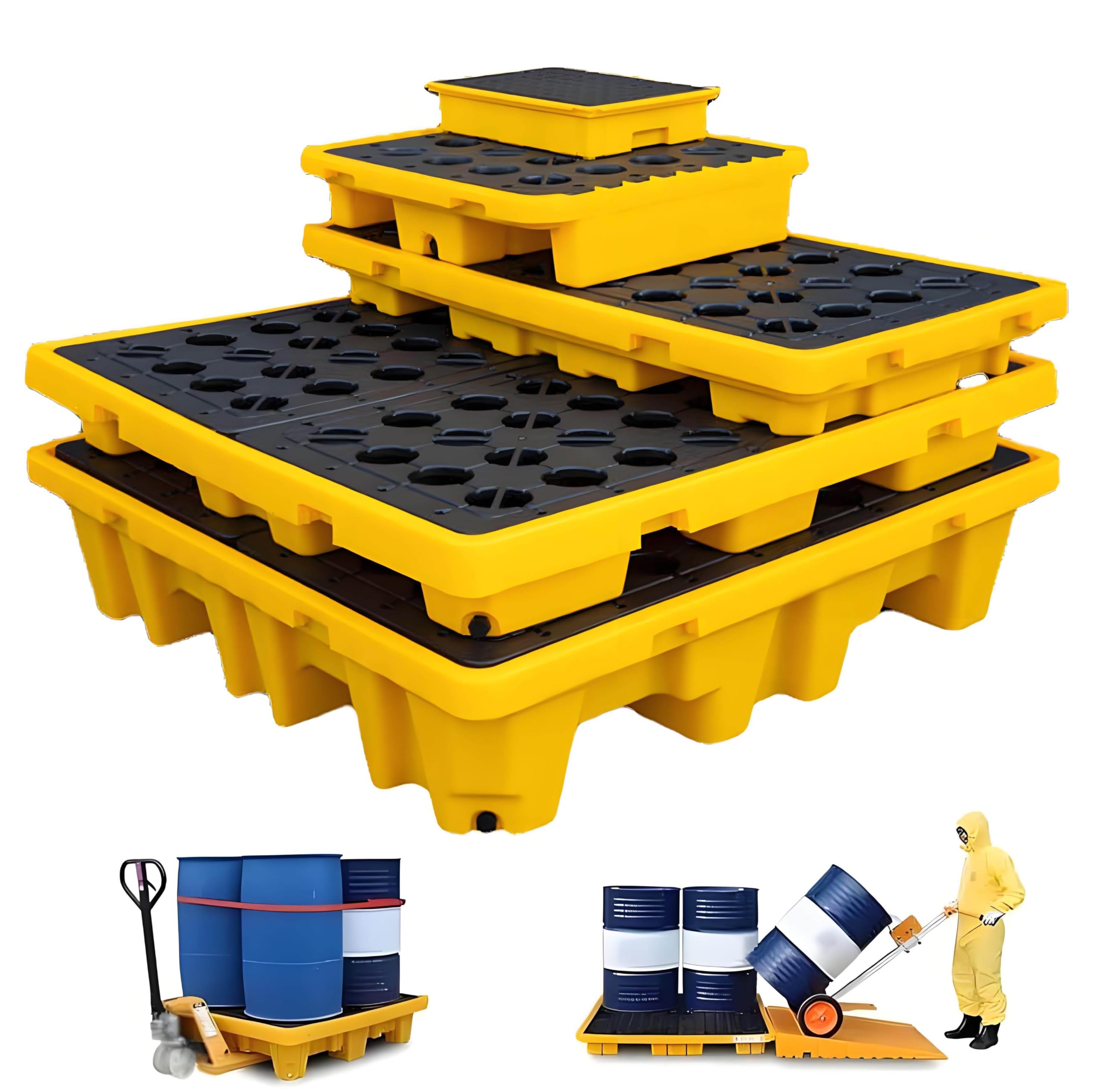 JKJZSALJ Heavy-Duty Spill Containment Pallet - Modular Polyethylene Tray For Oil Drums, Chemical Resistant, Easy To Clean, 130X68X30Cm, Ideal For Warehouses & Factories,33.5 * 33.5 * 5.5cm