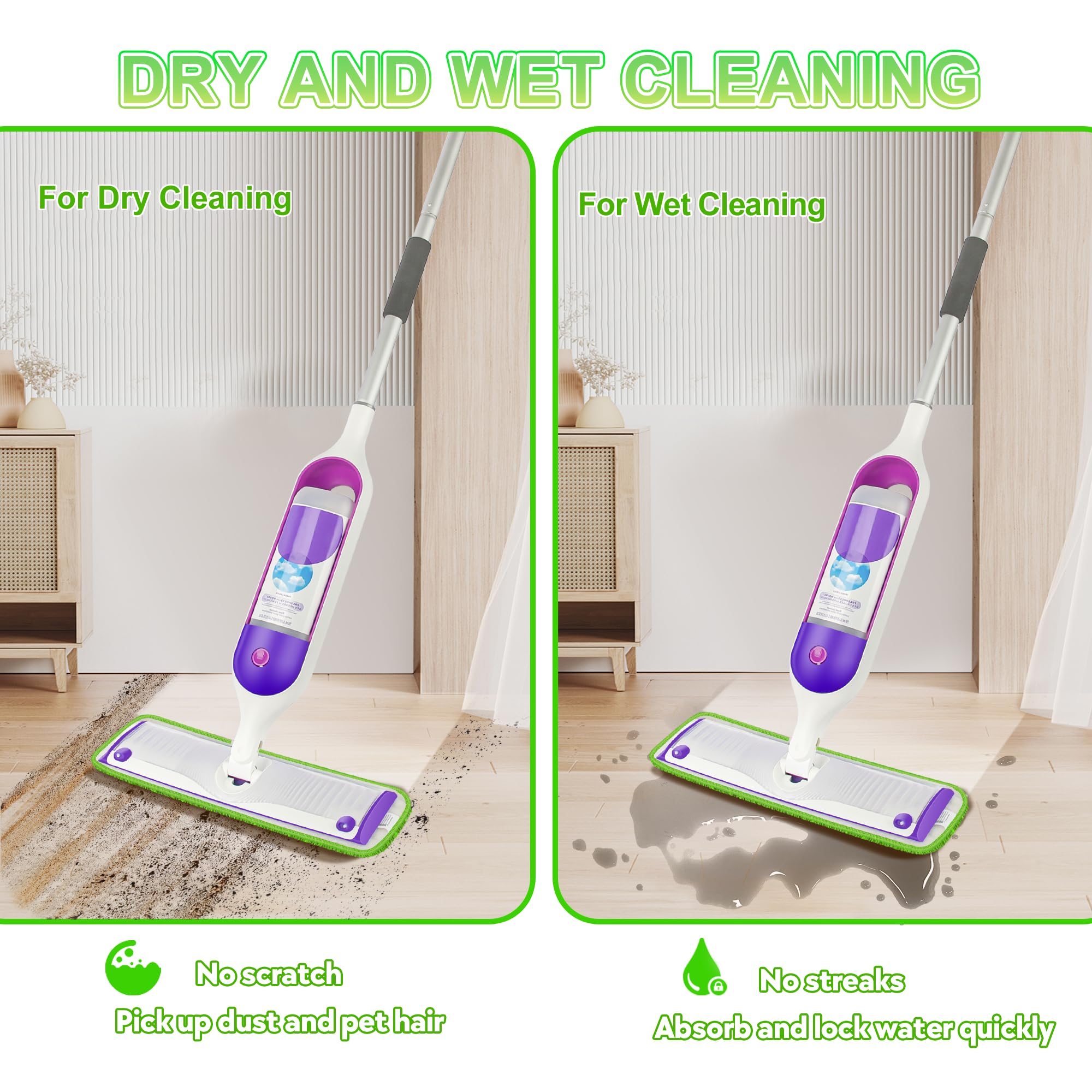 Paquete de 8 almohadillas reutilizables para mopa Swiffer PowerMop, almohadillas de microfibra de 15 pulgadas para limpieza de suelos de madera dura, lavables a máquina, uso en seco y húmedo para todo