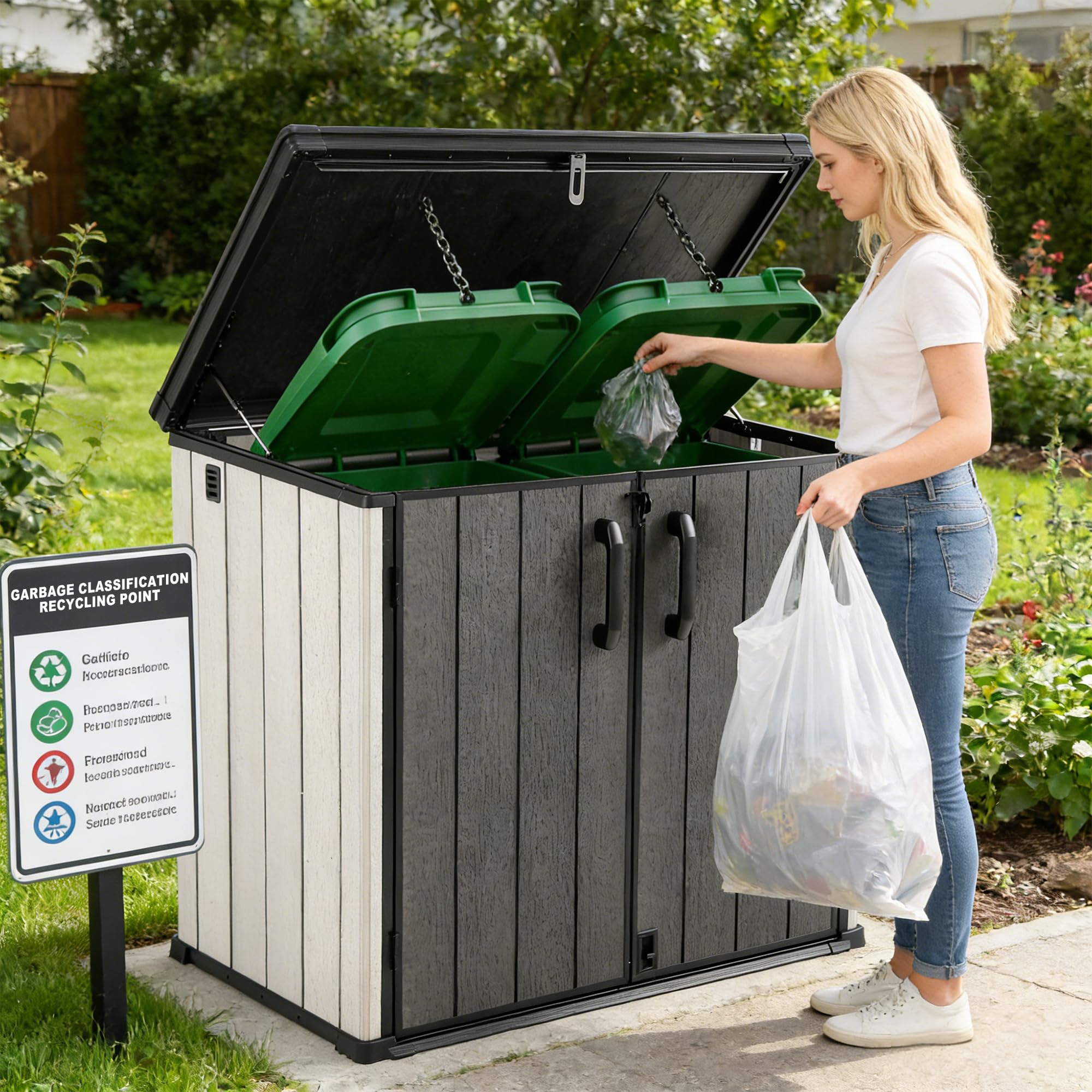 Aweather 1200L Heavy-Duty Lockable Weather-Resistant Sloped-Roof Dual-Open Storage Box 142 x 86 x 121cm - Multi-Purpose Indoor/Outdoor Storage for Cushions, Tools, Toys | Patio, Backyard Chest — view 6