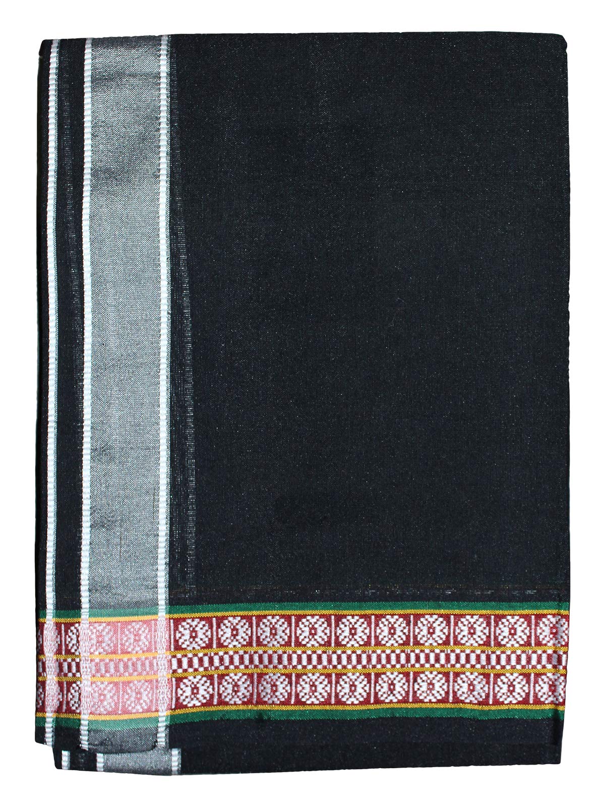 Mens Single colour dhoti/colour mundu/Temple wear dhoti/black with white border dhoti/fancy border dhoti/Single dhoti (NiceMan)-image-5