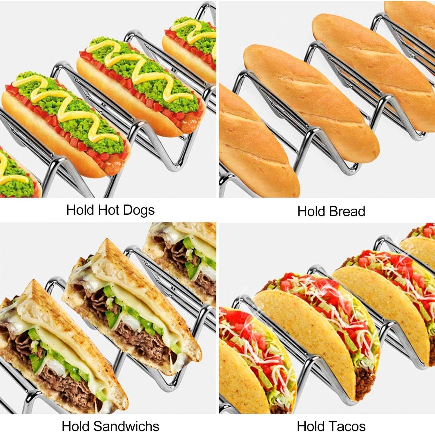 Supporto Per Tacos In Acciaio Inox - Vassoio Per Tacos, Burritos E Panini, Resistente Al Calore