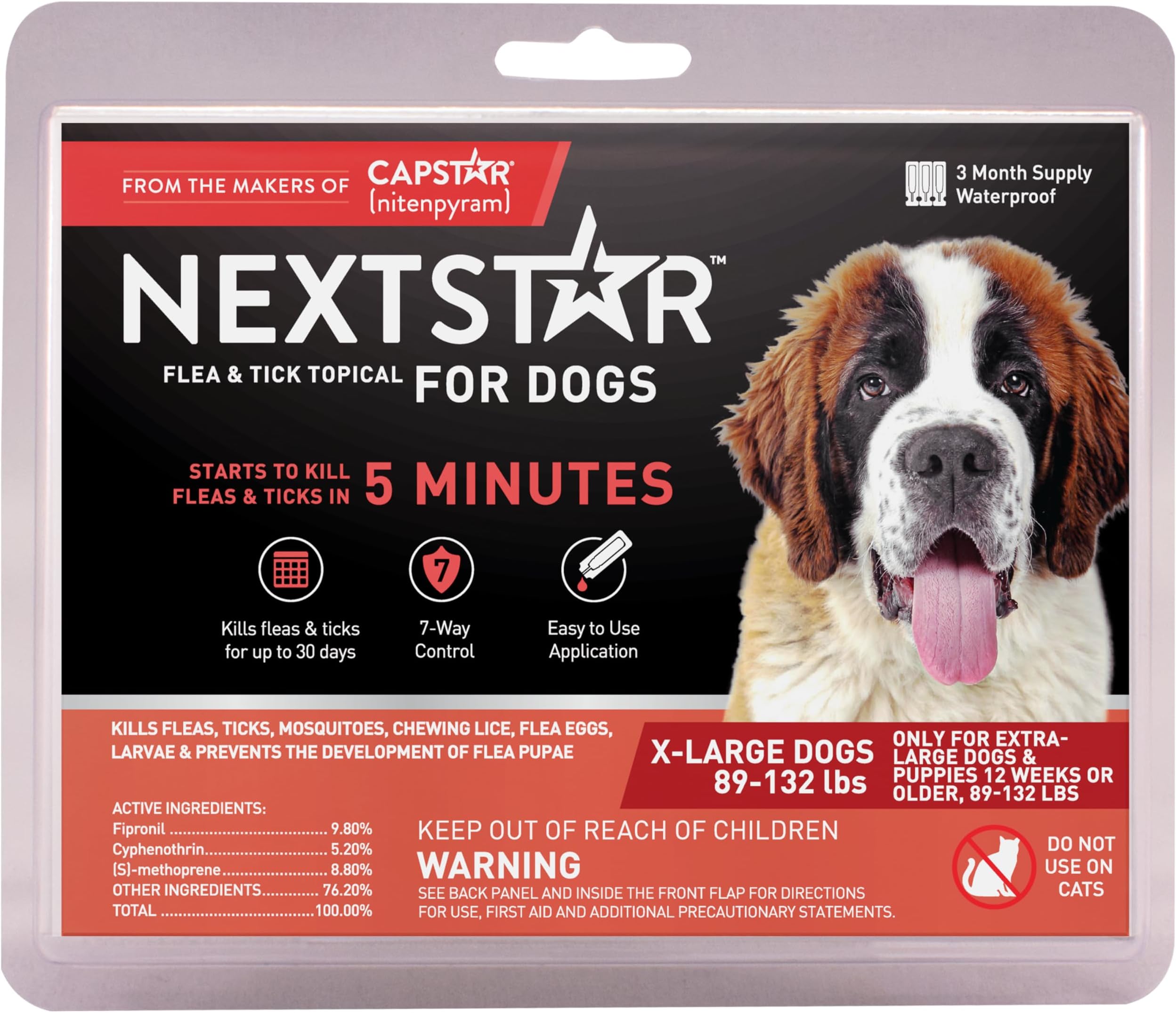 Flea And Tick Prevention For Dogs, Repellent, Treatment, and Control, Fast Acting Waterproof Topical Drops for Small, Medium and Large Dog and Puppies, 3 Monthly Doses
