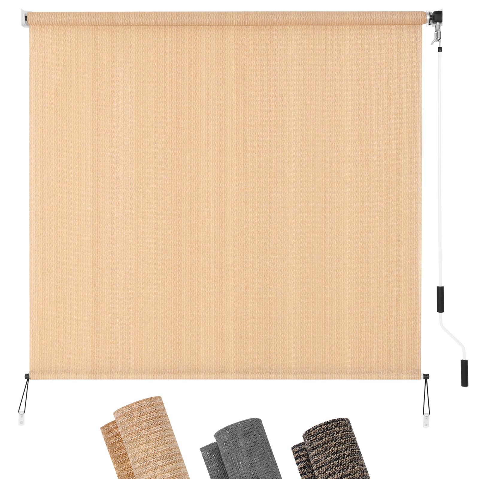 kelixu patio shades roll up outdoor blind, 8' w x 6' h cordless sun shade privacy screen with 90% uv protection exterior roller shade cloth for porch pergola backyard windows balcony, walnut