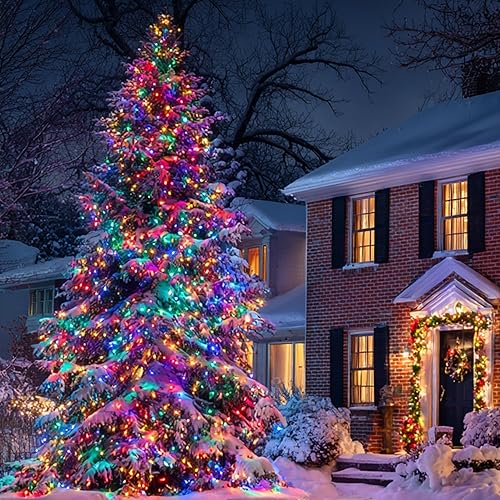 Miniatura 6 de Guirnalda de luces de Navidad para exteriores, 196 pies, 600 luces LED con 8 modos de iluminación, temporizador, decoraciones de Navidad