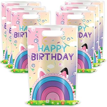 Celmuron 30 Pack Cartoon Cat Party Gift Bags, Dollhouse Goody Party Favor Bags for Birthday Celebrations
