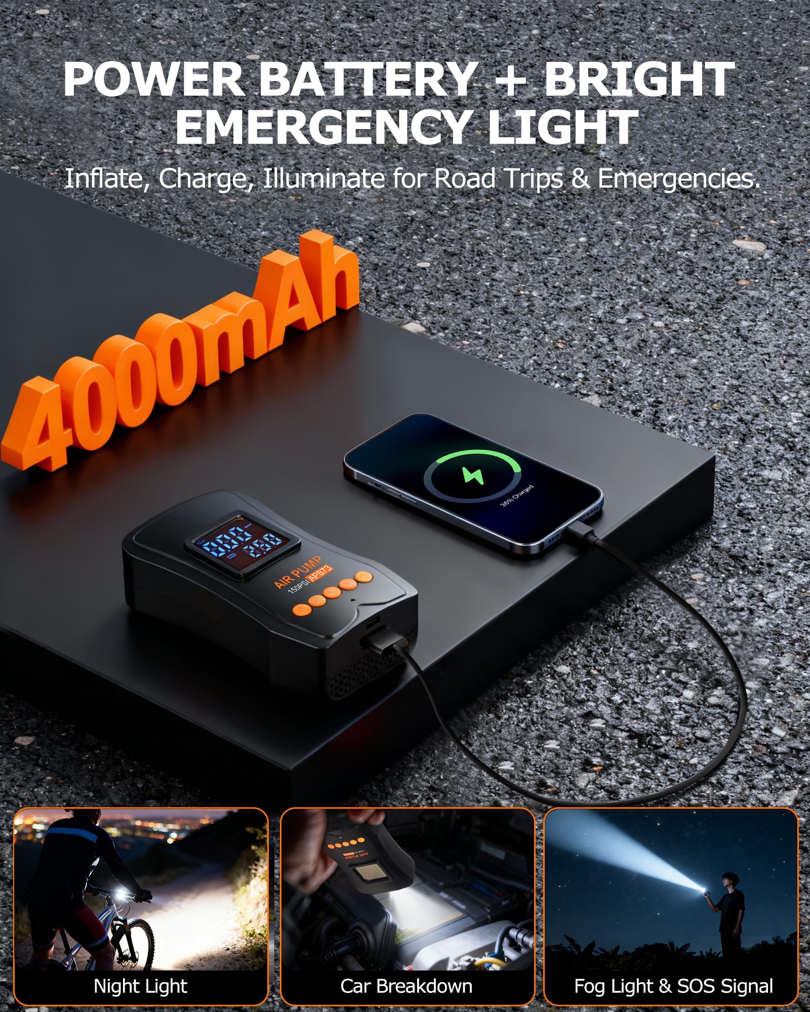 Portable Tire Inflator - Car, Bike & Motorcycle -8