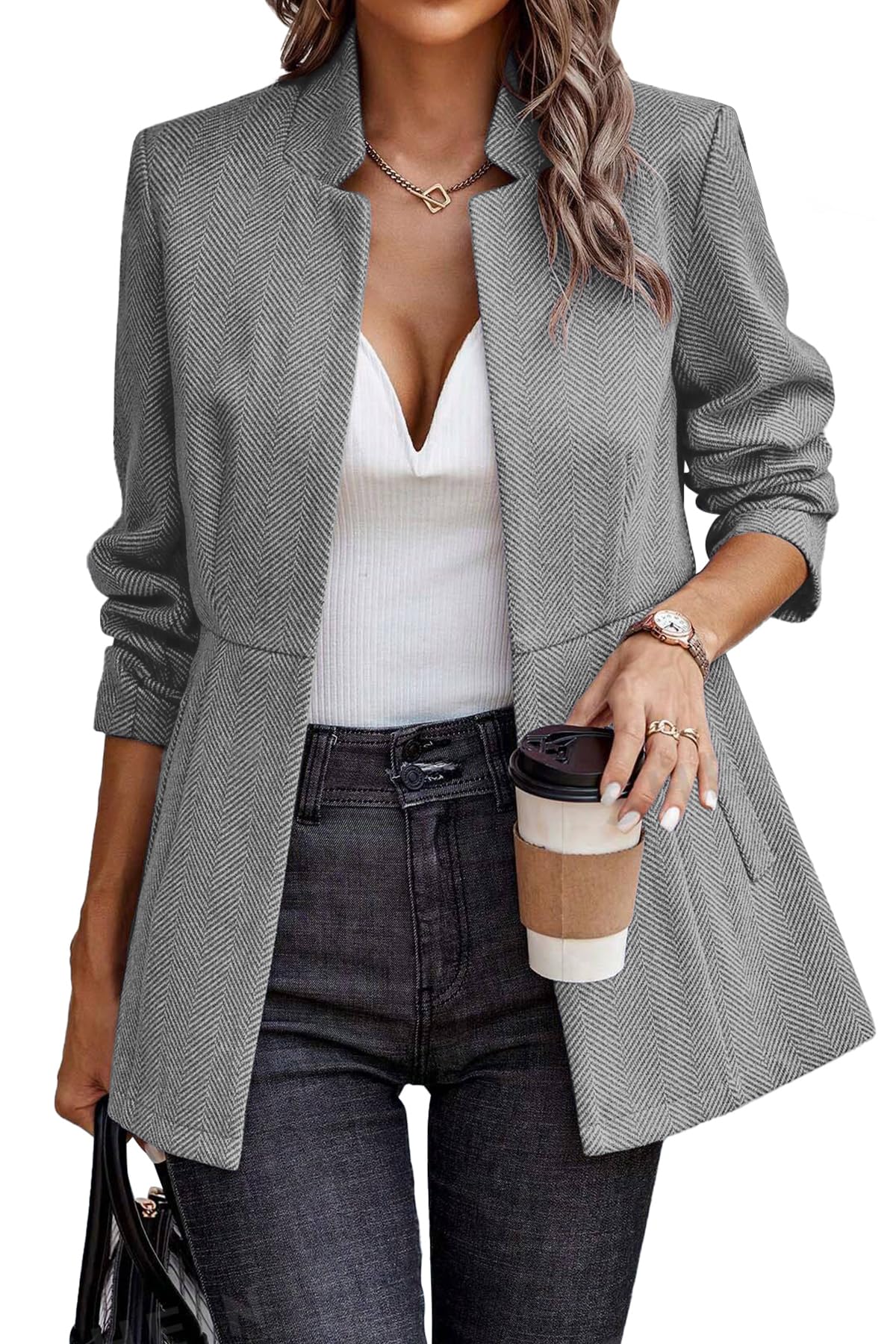 ELLEVEN Herringbone Blazer