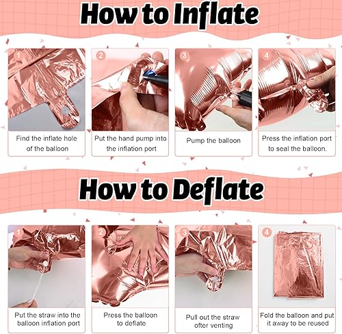 Miniatura 3 de Globos de cumpleaños de 50 años, decoraciones de cumpleaños 50 para mujeres con estampado de cumpleaños de oro rosa, globos metálicos de látex,