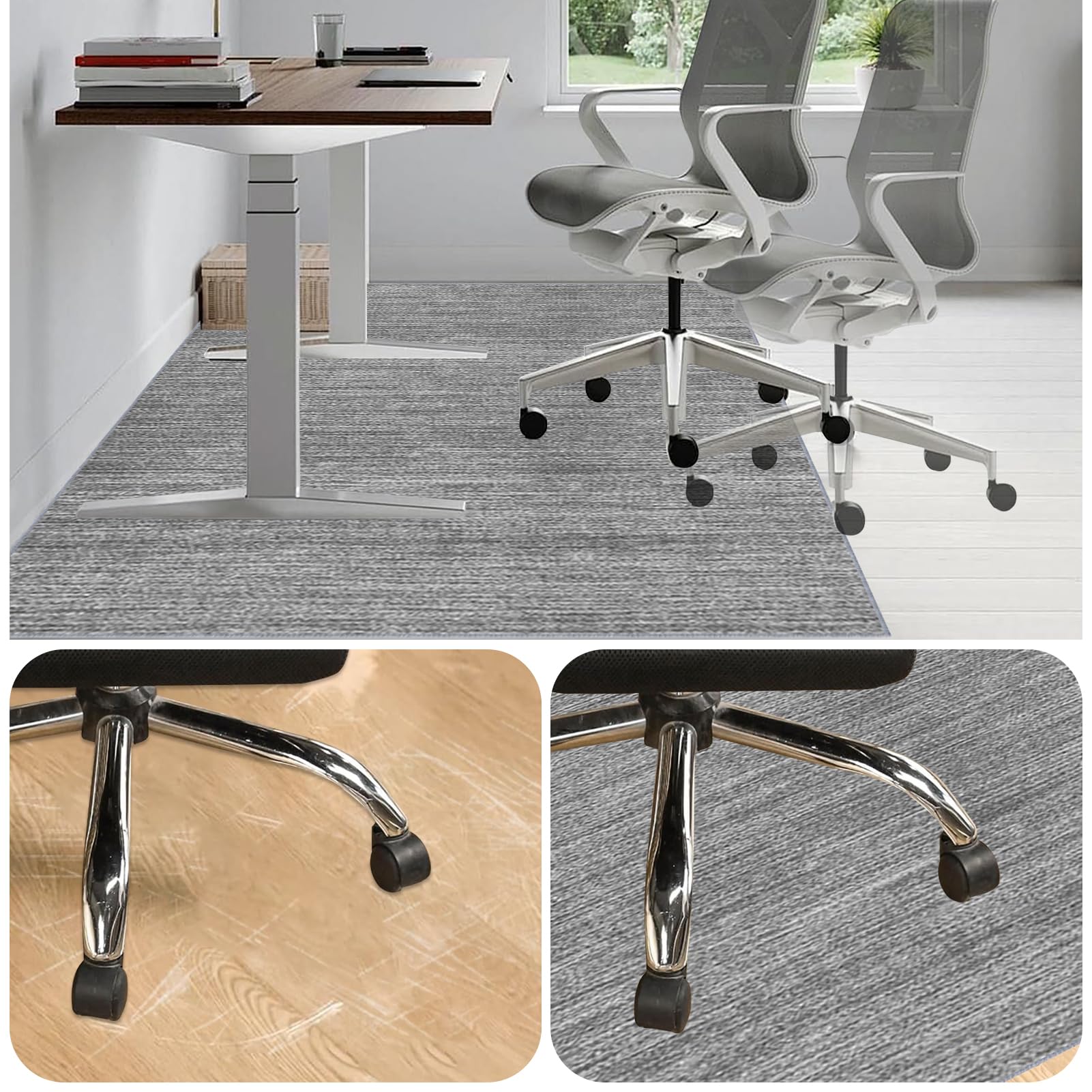 Tappeto Sedia Ufficio, Tappeto Sedia Gaming, Tappeto Salvapavimento Antiscivolo, Tappetino per Sedia da Scrivania, Tappetino Protettivo per Pavimenti Duri, Tappeto per Sedia con Ruote 100 x 140 cm