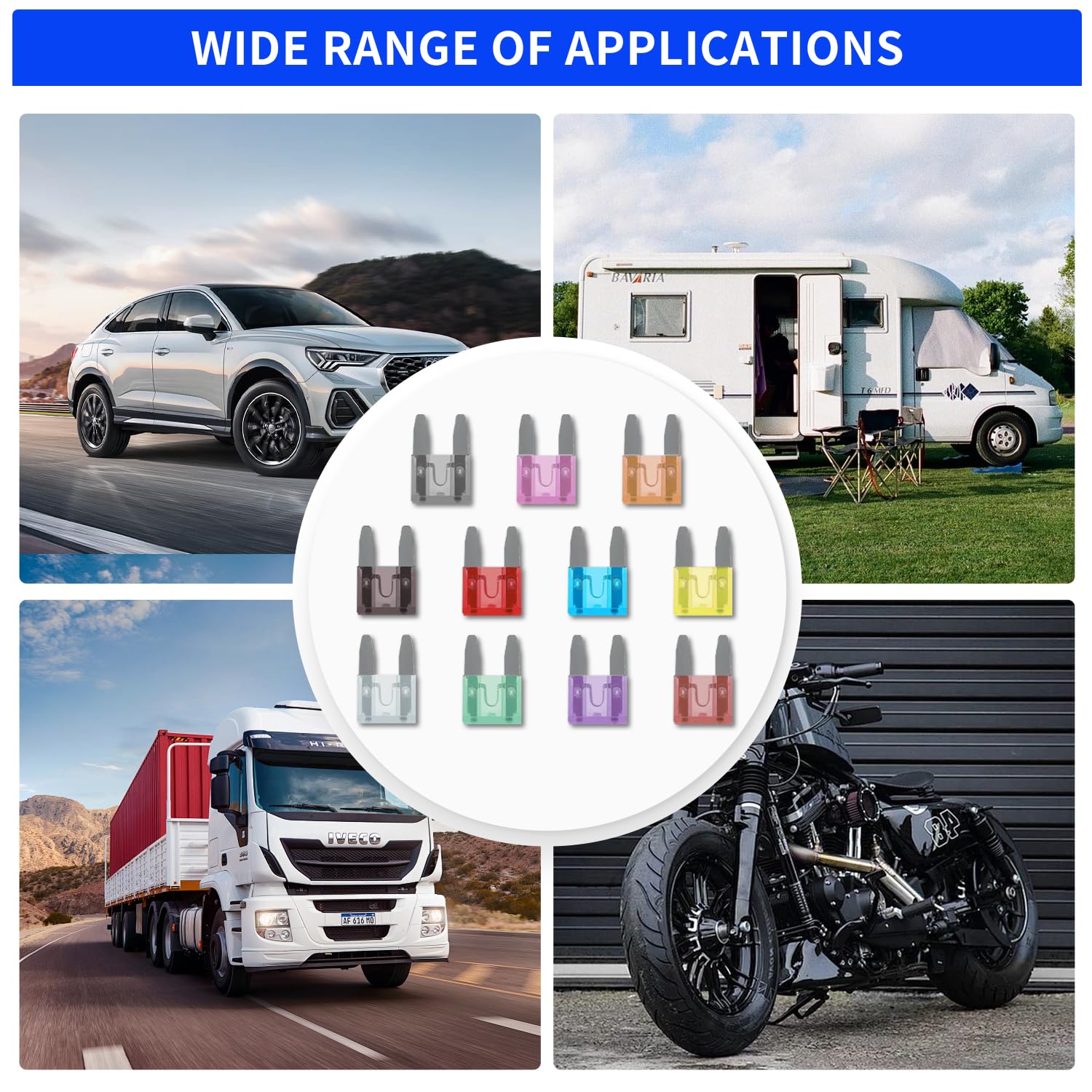 Kit assortito di micro fusibili per auto con tester, fusibili per auto, 306 pezzi